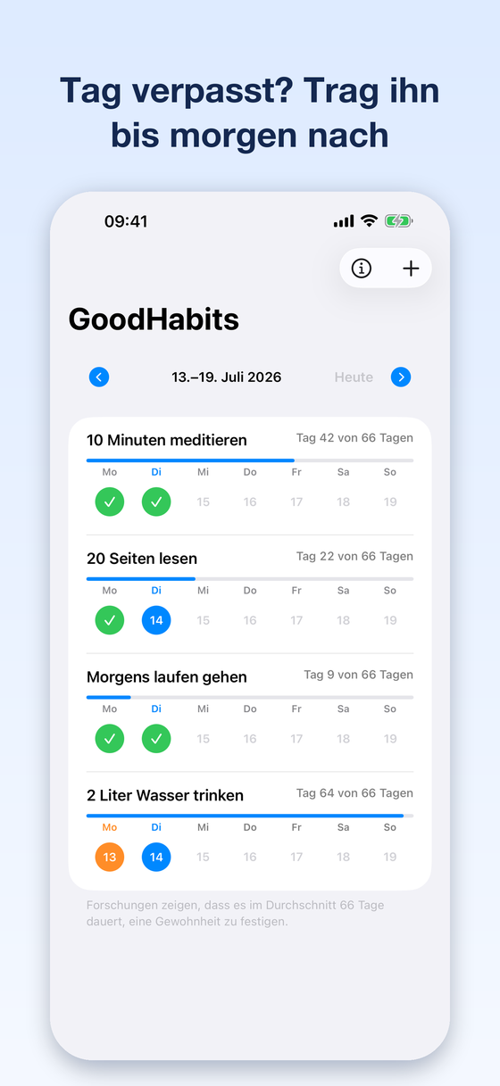 GoodHabits-Gnadenfrist zum Nachtragen verpasster Tage