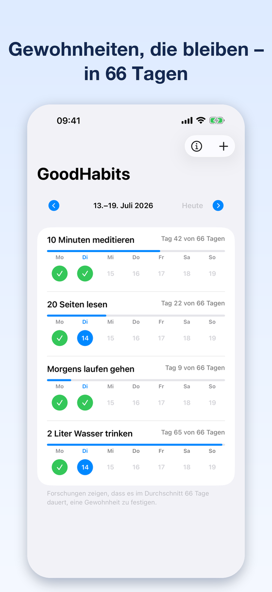 GoodHabits-Liste mit täglichem Fortschritt