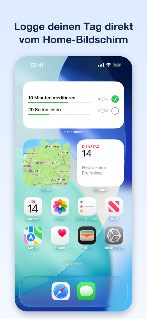 Interaktives GoodHabits-Widget auf dem Home-Bildschirm