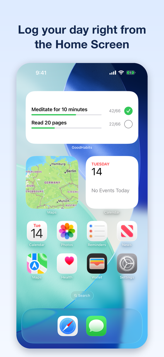 GoodHabits interactive home screen widget